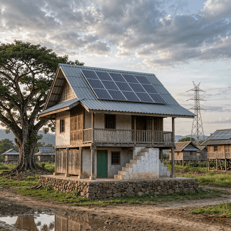 Rooftop solar installation in Cambodia